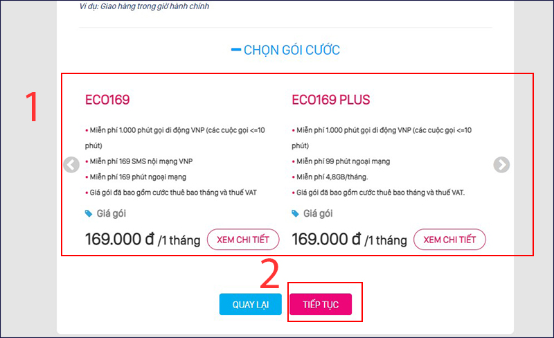 Chọn gói cước cho thuê bao